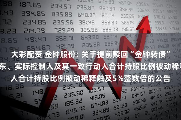 大彩配资 金钟股份: 关于提前赎回“金钟转债”的第十次提示和控股股东、实际控制人及其一致行动人合计持股比例被动稀释触及5%整数倍的公告